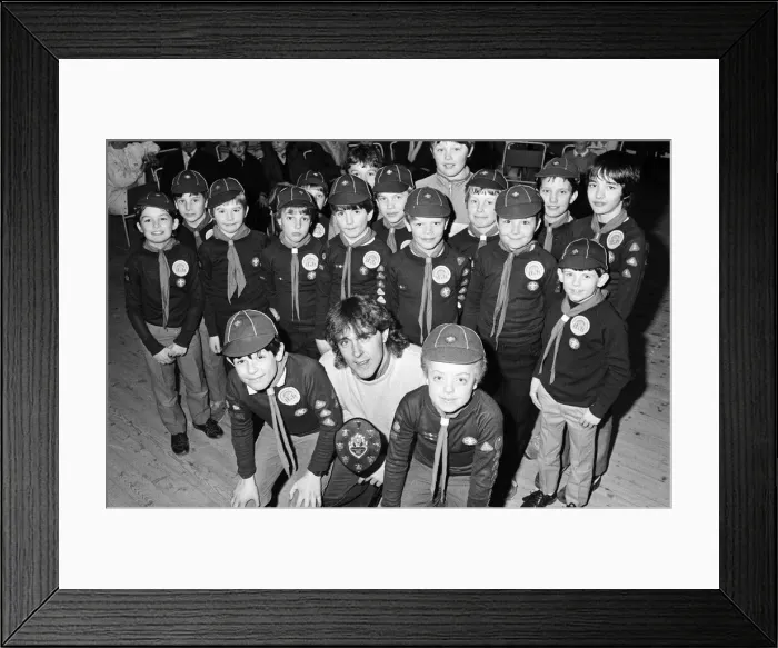 Framed Print : Top of the table again... Town striker Dale Tempest presents Shepley cubs with the trophy Framed Print : Top of the table again... Town striker Dale Tempest presents Shepley cubs with the trophy