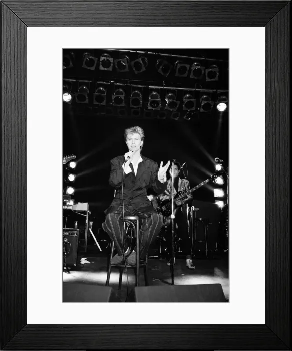 Framed Print : British pop singer David Bowie performing on stage. 21st March 1987 Framed Print : British pop singer David Bowie performing on stage. 21st March 1987