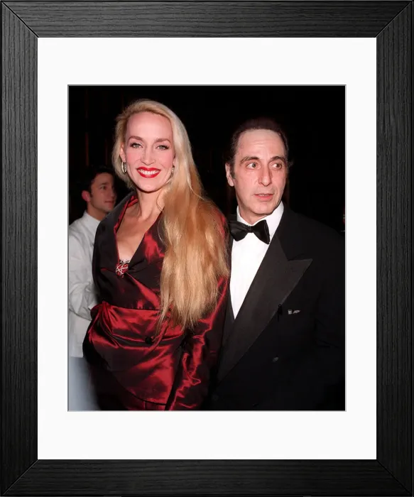 Framed Print : Actor Al Pacino January 1997 and model Jerry Hall, wife of Rolling Stones Mick Jagger