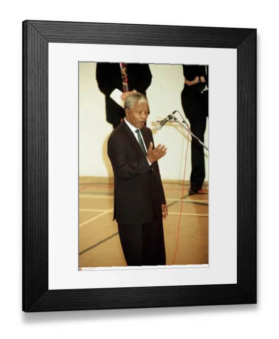 Framed Print : BPM MEDIA FILER Nelson Mandela at the Hansdworth Leisure Centre in Handsworth Framed Print : BPM MEDIA FILER Nelson Mandela at the Hansdworth Leisure Centre in Handsworth