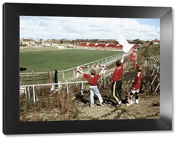 Young fans gathered at The Valley, the abandoned Charlton Athletic football ground