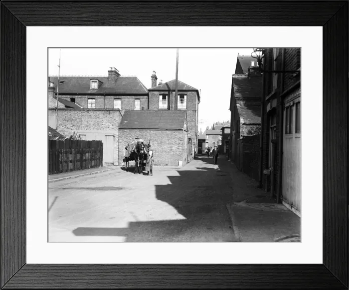 Framed Print : Uxbridge Cricketfield Road looking towards Vine Street, fire station on right Framed Print : Uxbridge Cricketfield Road looking towards Vine Street, fire station on right