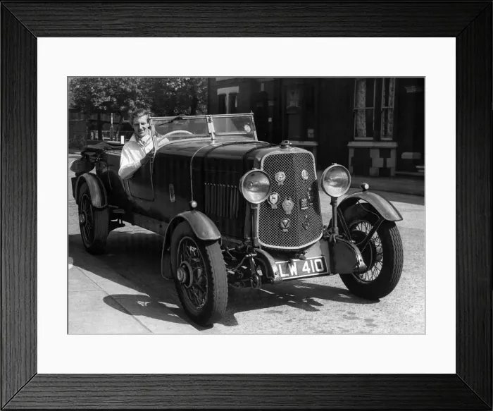 Framed Print : Vintage french Schneider sports car with Mr Goddard at the wheel, 28th June 1956 Framed Print : Vintage french Schneider sports car with Mr Goddard at the wheel, 28th June 1956