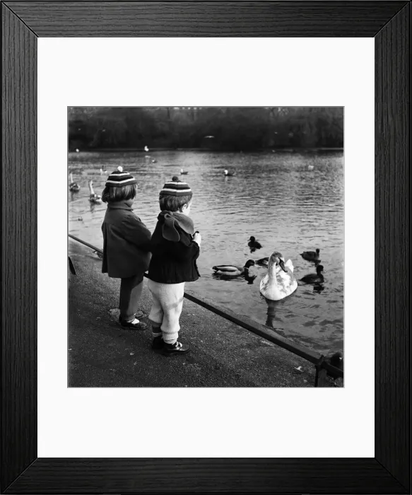 Framed Print : Feeding the ducks Matti Fastinen and his sister Mer-inkeri Fastinen seen here modelling Framed Print : Feeding the ducks Matti Fastinen and his sister Mer-inkeri Fastinen seen here modelling