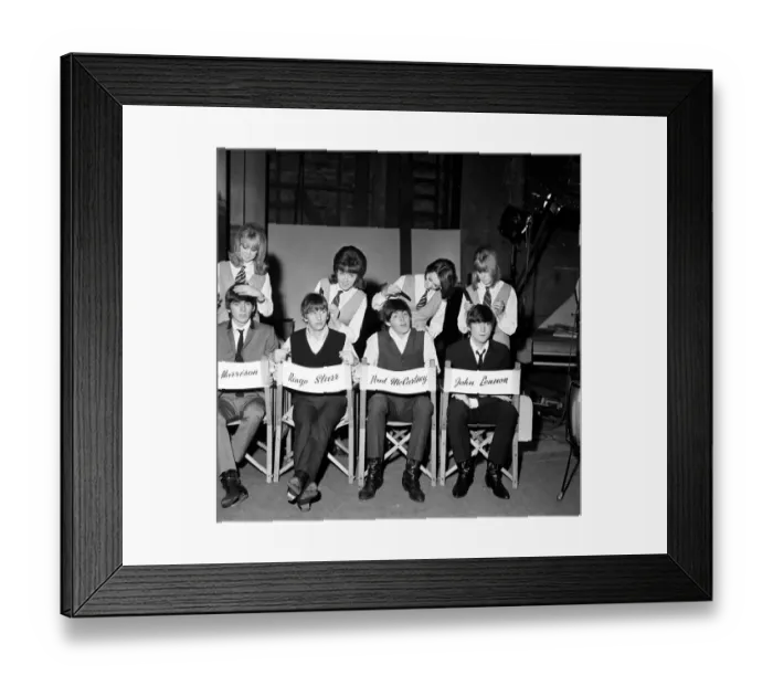 Framed Print : The Beatles being groomed at Twickenham Film Studios by Pattie Boyd Framed Print : The Beatles being groomed at Twickenham Film Studios by Pattie Boyd