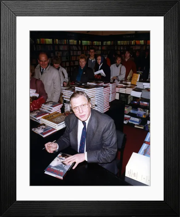 Framed Print : David Attenborough signs his book The Trials of Life on 1st November 1991 Framed Print : David Attenborough signs his book The Trials of Life on 1st November 1991