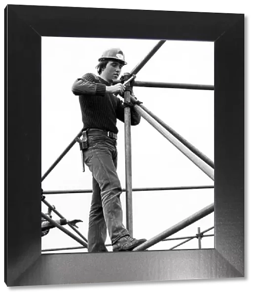 Stephen Swales, of Middlesbrough, stands tall as he fixes scaffolding