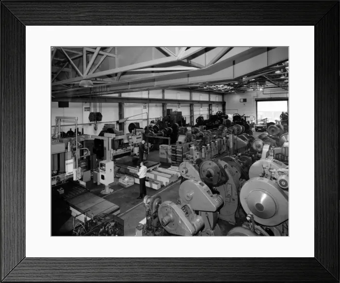 Framed Print : Mr Chris Cluley at work in the new warehouse of Parkes Machine Tools Ltd in Wyrley Road Framed Print : Mr Chris Cluley at work in the new warehouse of Parkes Machine Tools Ltd in Wyrley Road