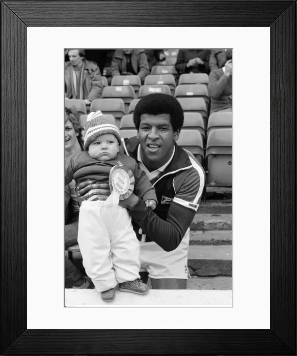 Framed Print : BPM MEDIA Howard Gayle, Birmingham City football player with mascot Glen Bennett Framed Print : BPM MEDIA Howard Gayle, Birmingham City football player with mascot Glen Bennett