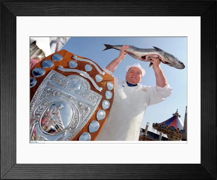 Framed Print : BPM MEDIA WALES; Cardiff fishmonger Mike Crates is the British Fish Craft champion Framed Print : BPM MEDIA WALES; Cardiff fishmonger Mike Crates is the British Fish Craft champion