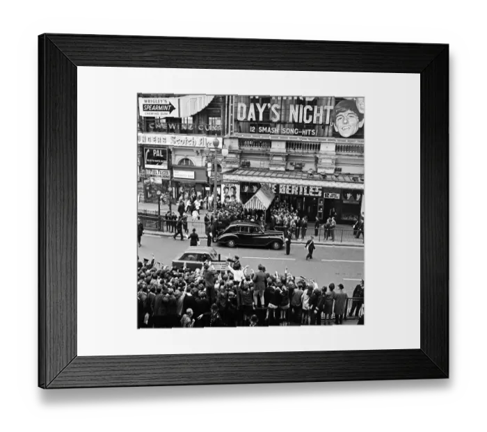 Framed Print : Four days after the world premiere of A Hard Days Night in London Framed Print : Four days after the world premiere of A Hard Days Night in London
