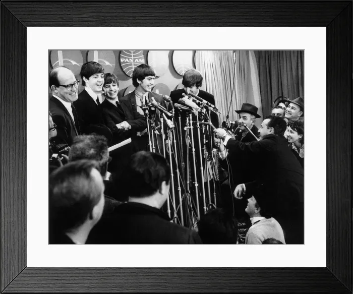 Framed Print : The Beatles news press conference at the Kennedy Airport, New York, on arrival in America Framed Print : The Beatles news press conference at the Kennedy Airport, New York, on arrival in America