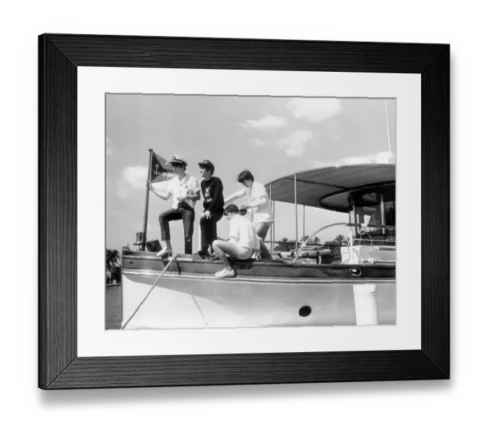 Framed Print : The Beatles in Miami Florida, United States of America. The Beatles on the deck of