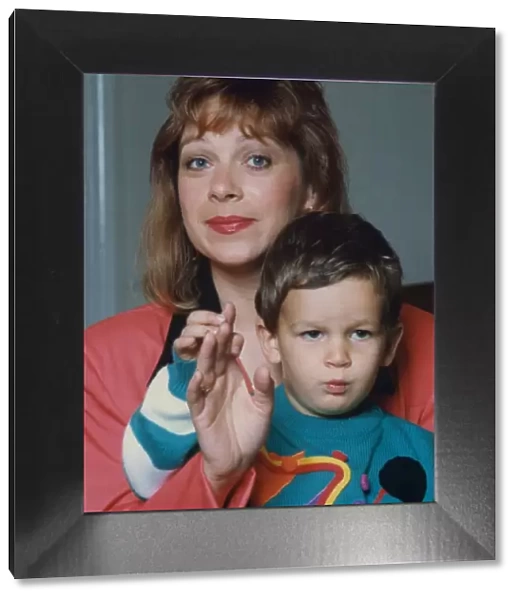 Denise Welch pictured at home with her son Matthew 1 August 1993 circa