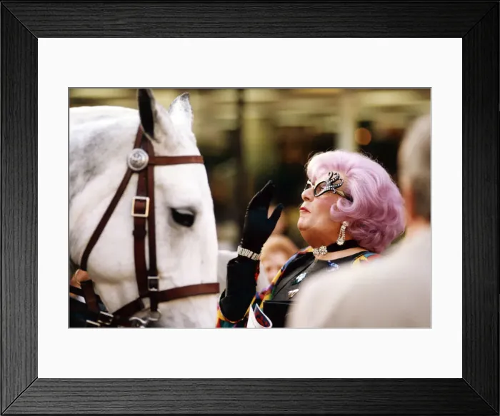 Framed Print : Dame Edna Everage aka Barry Humphries visits Newcastle. 28th November 1995