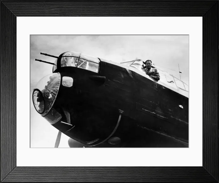 Framed Print : A Lancaster aircraft flown across the Atlantic to show the flag Framed Print : A Lancaster aircraft flown across the Atlantic to show the flag