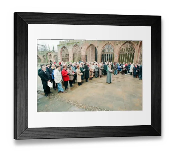 Framed Print : The Cross and Orb on show at Coventry Cathedral during service of reconciliation Framed Print : The Cross and Orb on show at Coventry Cathedral during service of reconciliation