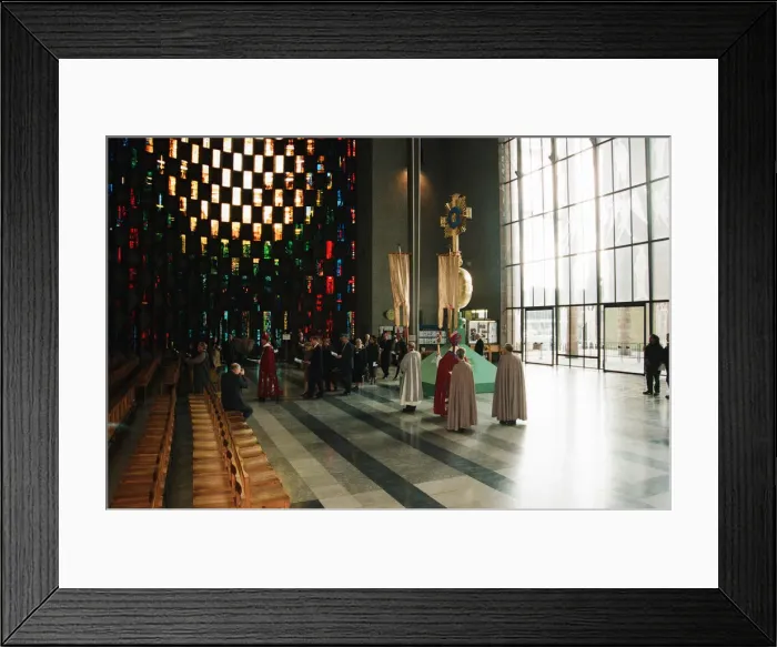 Framed Print : The Cross and Orb on show at Coventry Cathedral during service of reconciliation Framed Print : The Cross and Orb on show at Coventry Cathedral during service of reconciliation