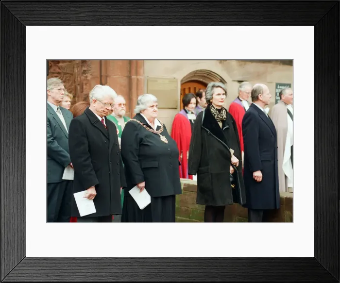 Framed Print : The Cross and Orb on show at Coventry Cathedral during service of reconciliation Framed Print : The Cross and Orb on show at Coventry Cathedral during service of reconciliation