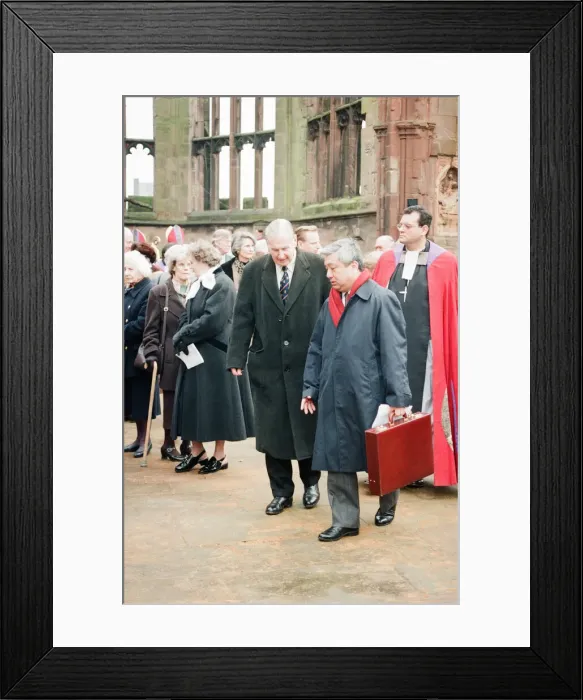 Framed Print : The Cross and Orb on show at Coventry Cathedral during service of reconciliation Framed Print : The Cross and Orb on show at Coventry Cathedral during service of reconciliation
