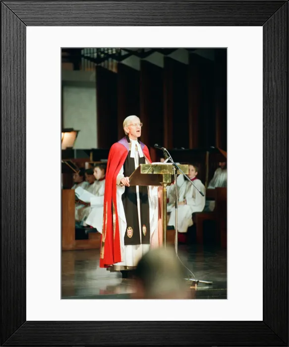 Framed Print : The Cross and Orb on show at Coventry Cathedral during service of reconciliation Framed Print : The Cross and Orb on show at Coventry Cathedral during service of reconciliation