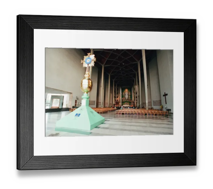Framed Print : The Cross and Orb on show at Coventry Cathedral during service of reconciliation