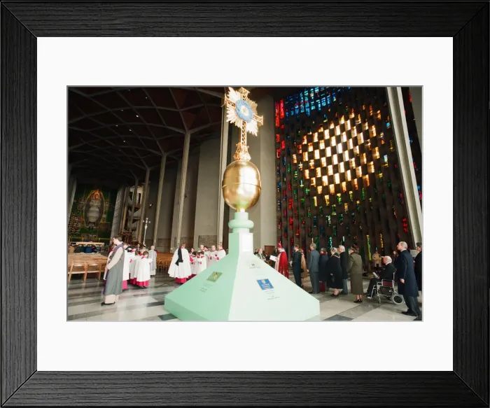 Framed Print : The Cross and Orb on show at Coventry Cathedral during service of reconciliation
