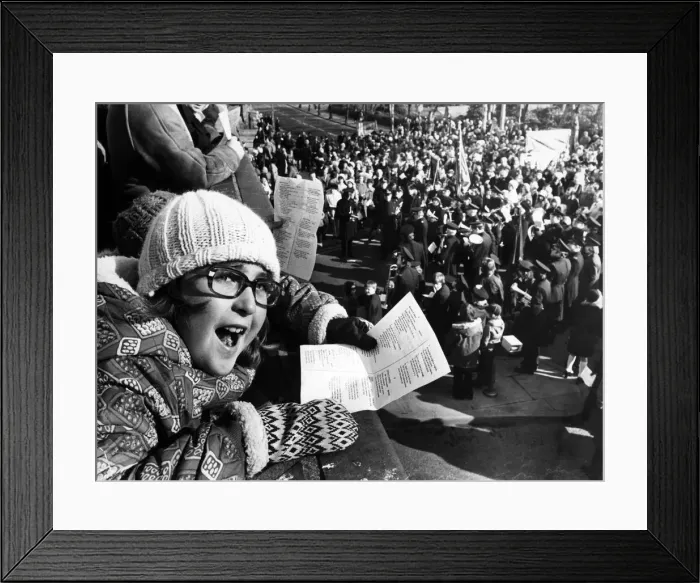 Framed Print : Young Jill Gallant, joins in the singing at Sunderlands Good Friday Service Framed Print : Young Jill Gallant, joins in the singing at Sunderlands Good Friday Service