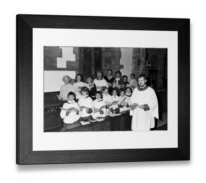 Framed Print : These Kirkburton choristers are not singing for their supper... but for their clothes