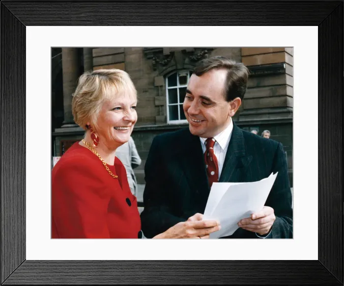 Framed Print : SNP conference in Perth, Party Leader Alex Salmond outside the conference with Margaret Framed Print : SNP conference in Perth, Party Leader Alex Salmond outside the conference with Margaret