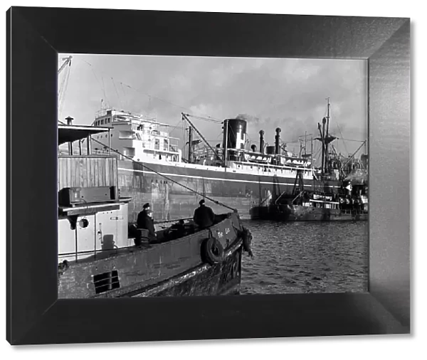 Cardiff Docks, South Glamorgan, Wales. March 1954