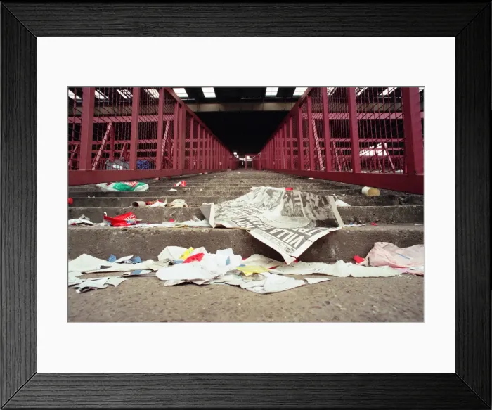 Framed Print : The Holte End stand at Villa Park is demolished by workmen. 10th May 1994 Framed Print : The Holte End stand at Villa Park is demolished by workmen. 10th May 1994