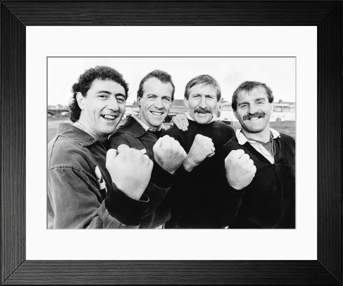 Framed Print : Sport - Football - Swansea City - Swansea players in battling mood, left to right