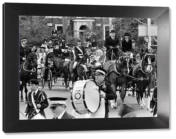 Liverpool May Horse Parade, 10th May 1986. Musical Ride - the Silver Band of the St