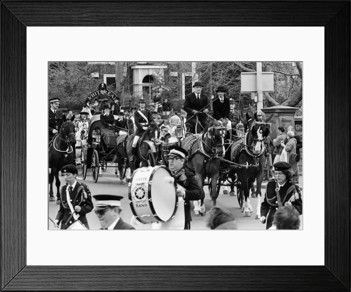Framed Print : Liverpool May Horse Parade, 10th May 1986. Musical Ride - the Silver Band of the St Framed Print : Liverpool May Horse Parade, 10th May 1986. Musical Ride - the Silver Band of the St