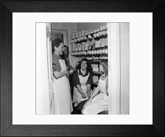 Framed Print : Chambermaids at the White Swan Hotel in Stratford-upon-Avon, Warwickshire. April 1954 Framed Print : Chambermaids at the White Swan Hotel in Stratford-upon-Avon, Warwickshire. April 1954