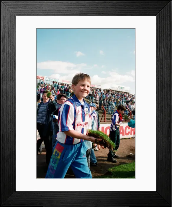 Framed Print : Huddersfield Town F. Cs final Leeds Road game. Match played against Blackpool Framed Print : Huddersfield Town F. Cs final Leeds Road game. Match played against Blackpool
