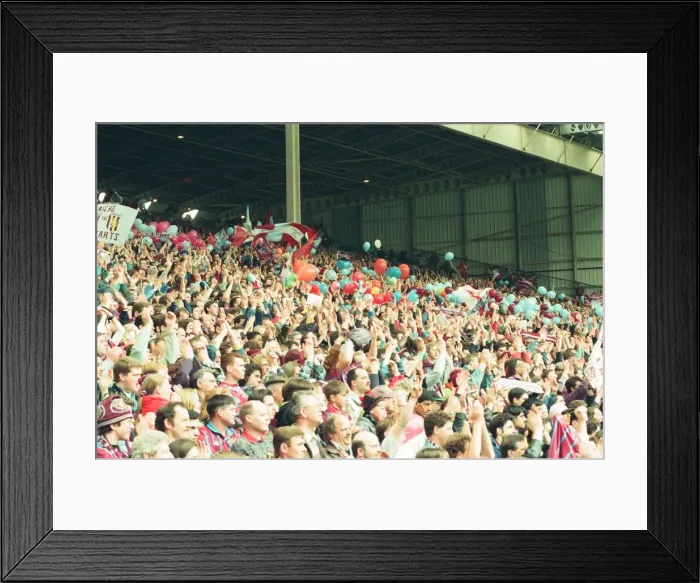 Framed Print : Fans in the Holte End stand in the final game before it was demolished Framed Print : Fans in the Holte End stand in the final game before it was demolished