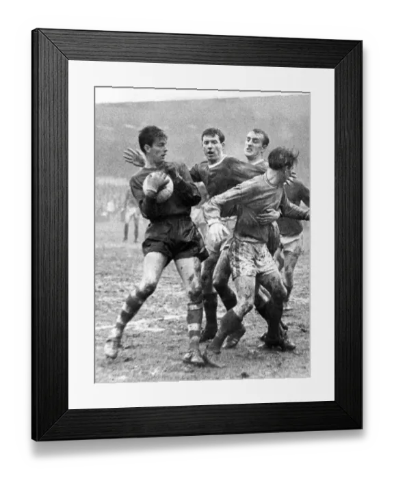 Framed Print : Sport - Football - Swansea - No not a rugby line-out, just an exciting incindent in