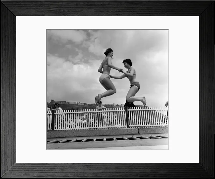 Framed Print : Trampoline on the sands at Scarborough, North Yorkshire