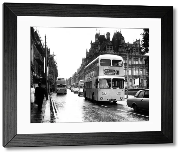 Framed Print : Buses in Grainger Street, Newcastle. 14th July 1970 Framed Print : Buses in Grainger Street, Newcastle. 14th July 1970