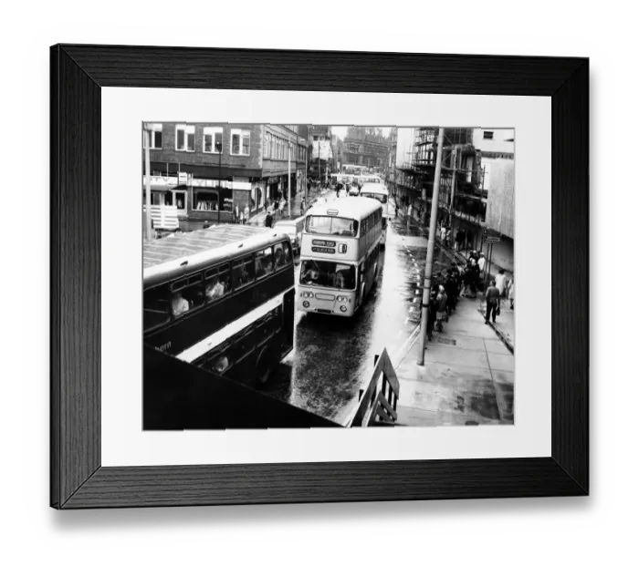 Framed Print : Buses in New Bridge Street, Newcastle. 14th July 1970 Framed Print : Buses in New Bridge Street, Newcastle. 14th July 1970