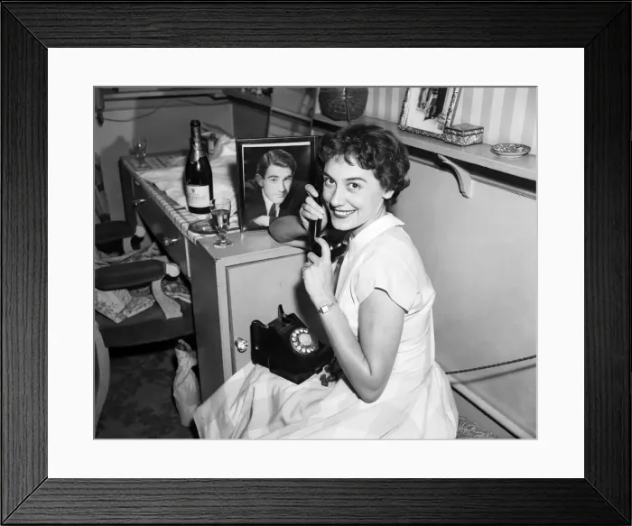 Framed Print : A portrait of Anne Rogers in her dressing room on the day of her engagement Framed Print : A portrait of Anne Rogers in her dressing room on the day of her engagement