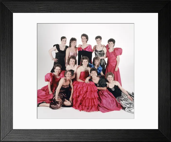 Framed Print : The womens Scotland international football squad dressed in evening wear Framed Print : The womens Scotland international football squad dressed in evening wear