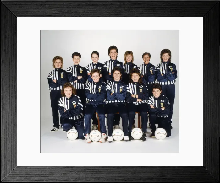 Framed Print : The womens Scotland international football squad dressed in their team tracksuits