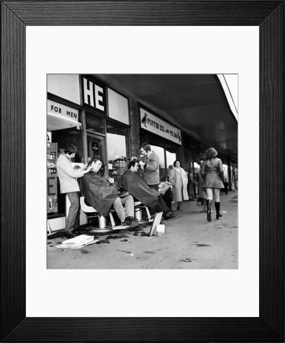 Framed Print : He is the name of a very plush gents hairdressers in the High Street, Plaistow Framed Print : He is the name of a very plush gents hairdressers in the High Street, Plaistow