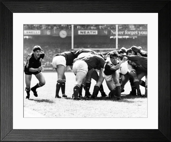 Framed Print : Welsh Rugby Union Final - Neath 14 - 13 Llanelli. Jonathan Griffiths spins the ball back Framed Print : Welsh Rugby Union Final - Neath 14 - 13 Llanelli. Jonathan Griffiths spins the ball back