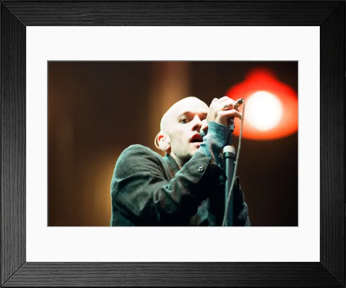 Framed Print : Michael Stipe, R. E. M. in concert at the Galpharm Stadium. 25th July 1995 Framed Print : Michael Stipe, R. E. M. in concert at the Galpharm Stadium. 25th July 1995