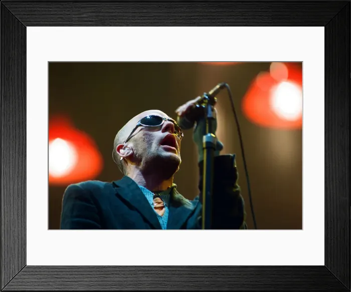 Framed Print : Peter Buck, R. E. M. in concert at the Galpharm Stadium. 25th July 1995 Framed Print : Peter Buck, R. E. M. in concert at the Galpharm Stadium. 25th July 1995