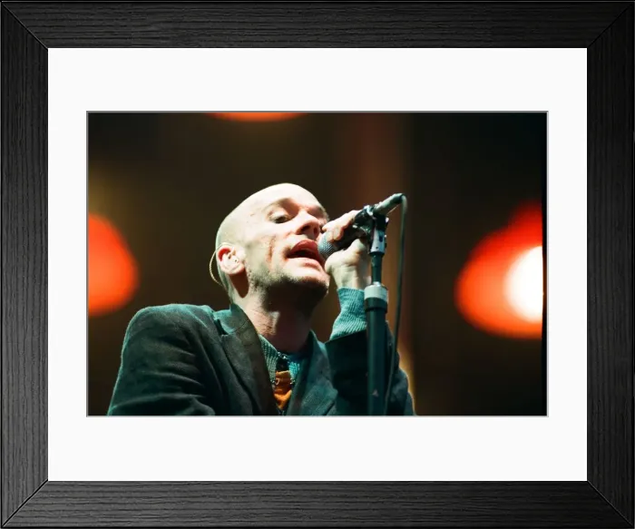 Framed Print : Michael Stipe, R. E. M. in concert at the Galpharm Stadium. 25th July 1995 Framed Print : Michael Stipe, R. E. M. in concert at the Galpharm Stadium. 25th July 1995